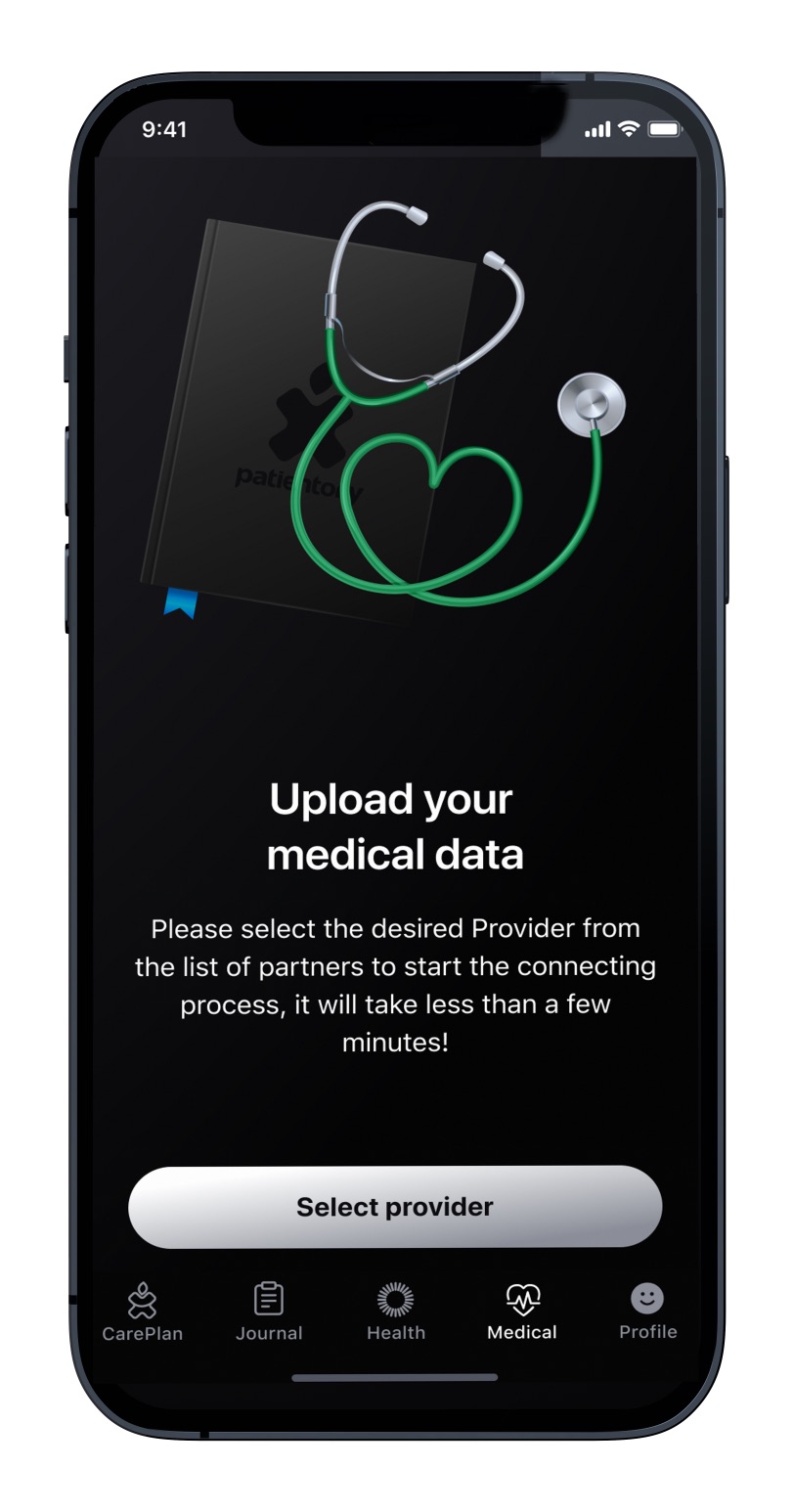 Interface of the blockchain-based platform for Patientory medical records