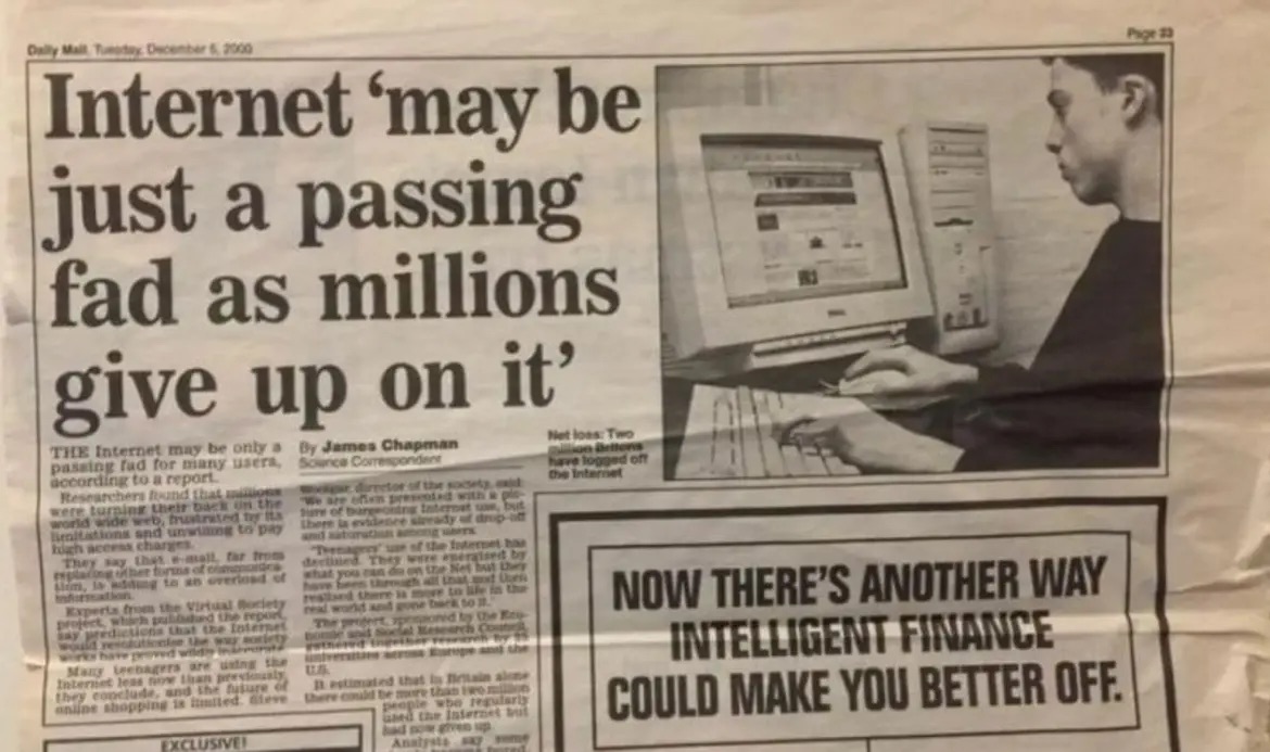 The excerpt is from the Daily Mail, December 5, 2000 and was found on Twitter.